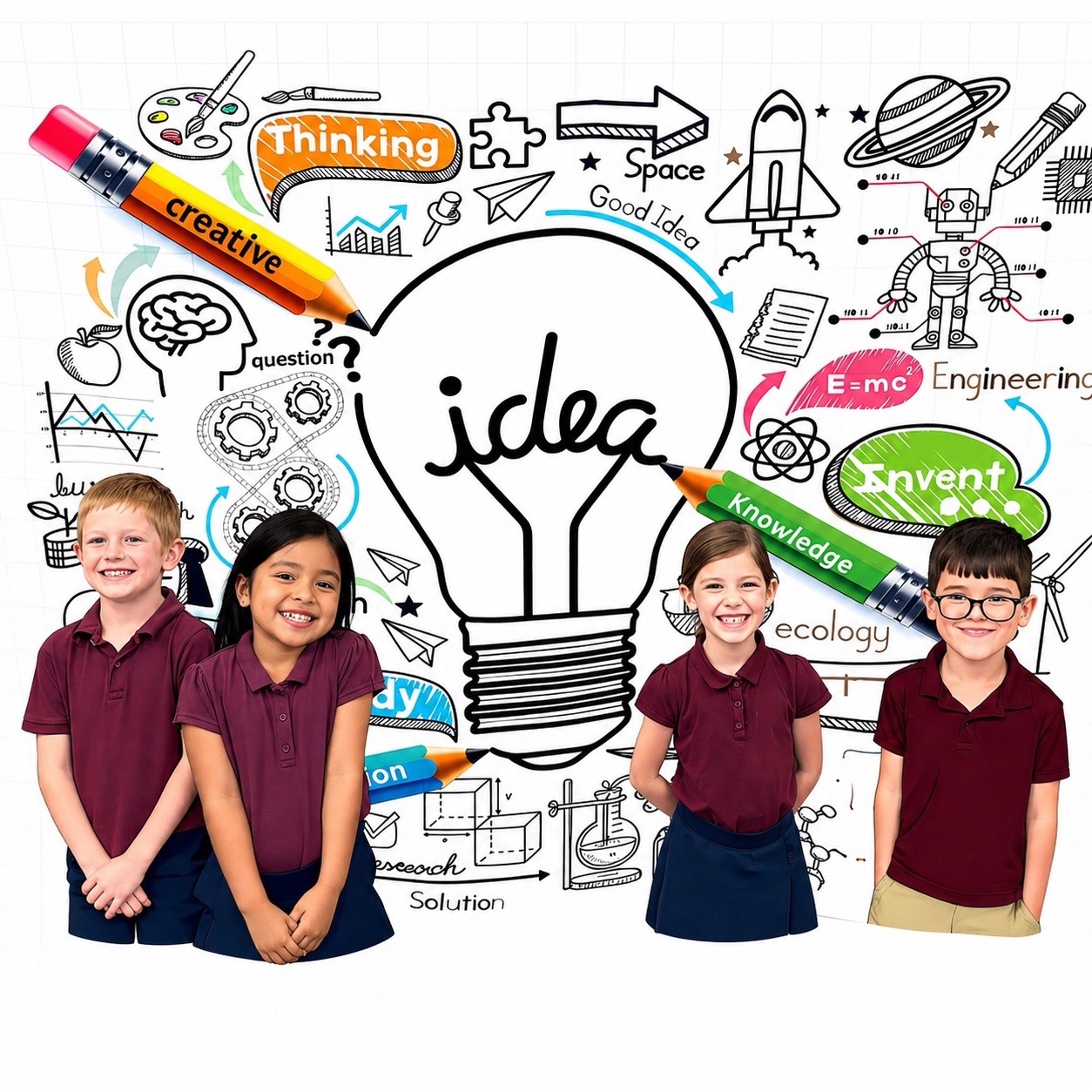 Students with creative ideas backdrop